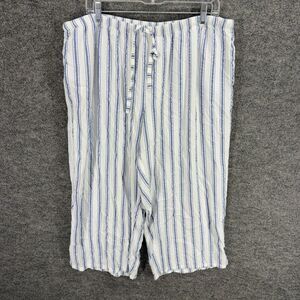 Nottibianche Cropped Pants Women 1X Plus White Striped High Rise Drawstring